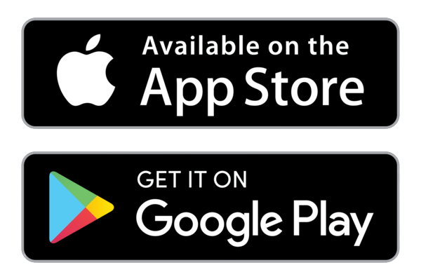 Available on the App Store and Google Play