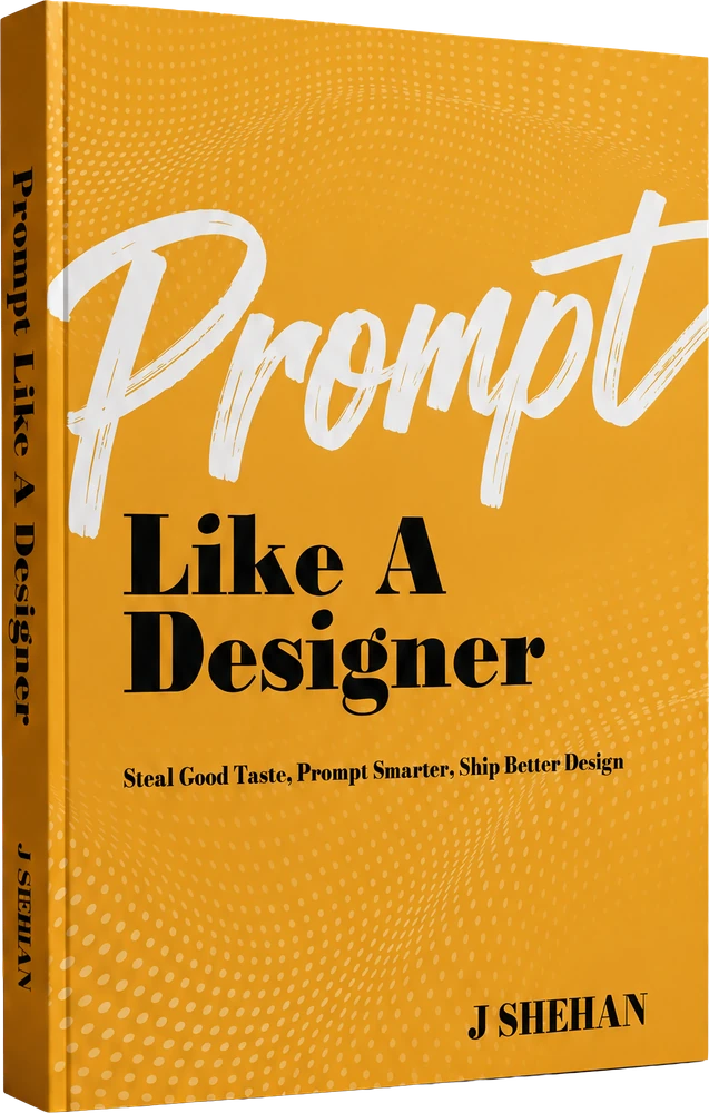 Prompt Like a Designer: Steal Good Taste, Prompt Smarter, Ship Better Design by J Shehan, book cover